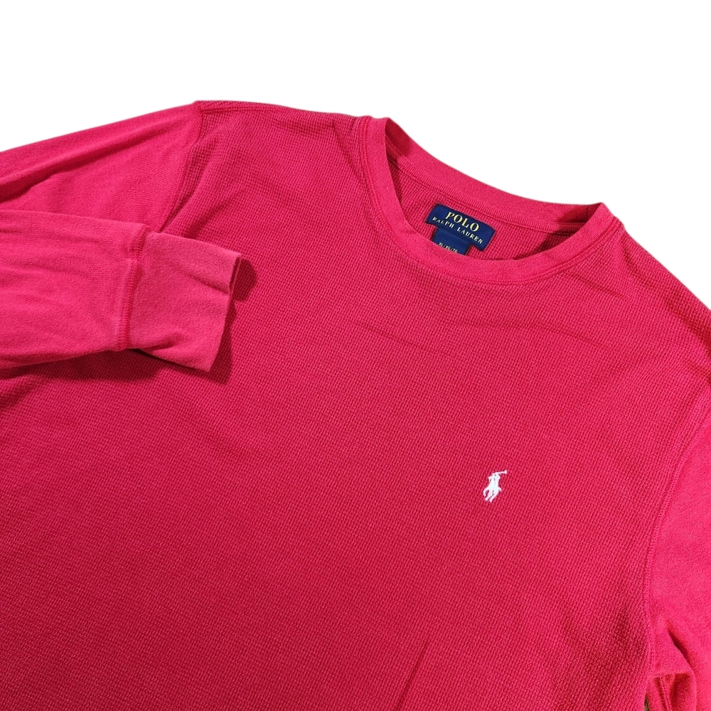 Polo Ralph Lauren Thermal Men's Size XL Red Waffle Knit Cotton Blend Long Sleeve